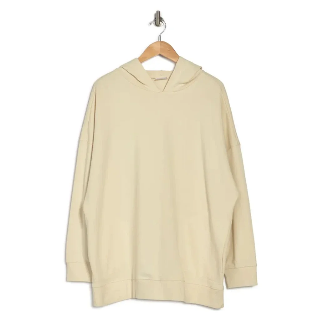 Abound Women's Drop Shoulder Long Sleeve Hoodie Pullover In Ivory Dove Small